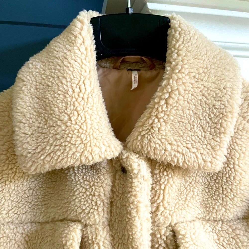 Free People Cream Sherpa Jacket - Picture 3 of 7